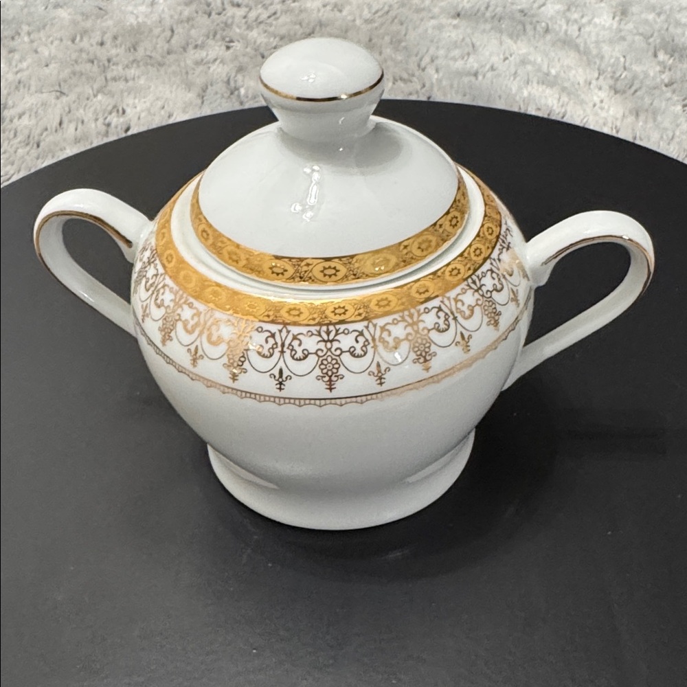Royal Vienna RVG1 China Sugar Bowl W/Lid Creamer Gold Band Scroll‎ Trim Set of 2 - Picture 3 of 16